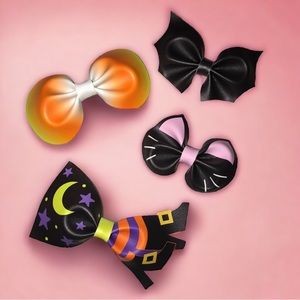 4 pc Halloween hair bows